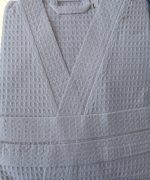 Waffle Cotton Robe -Kimono Collar
